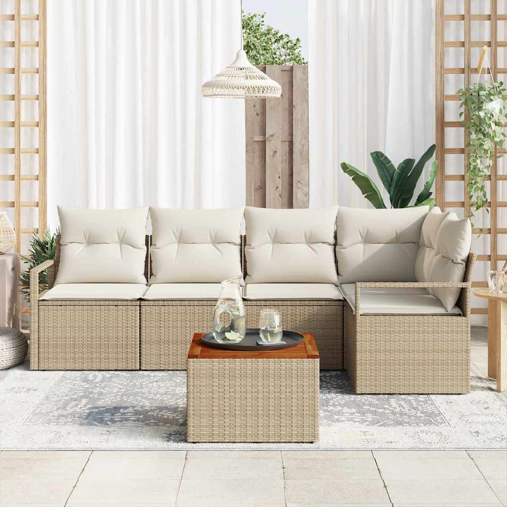 Havesofa Sæt 6 stk. Beige polyrattan