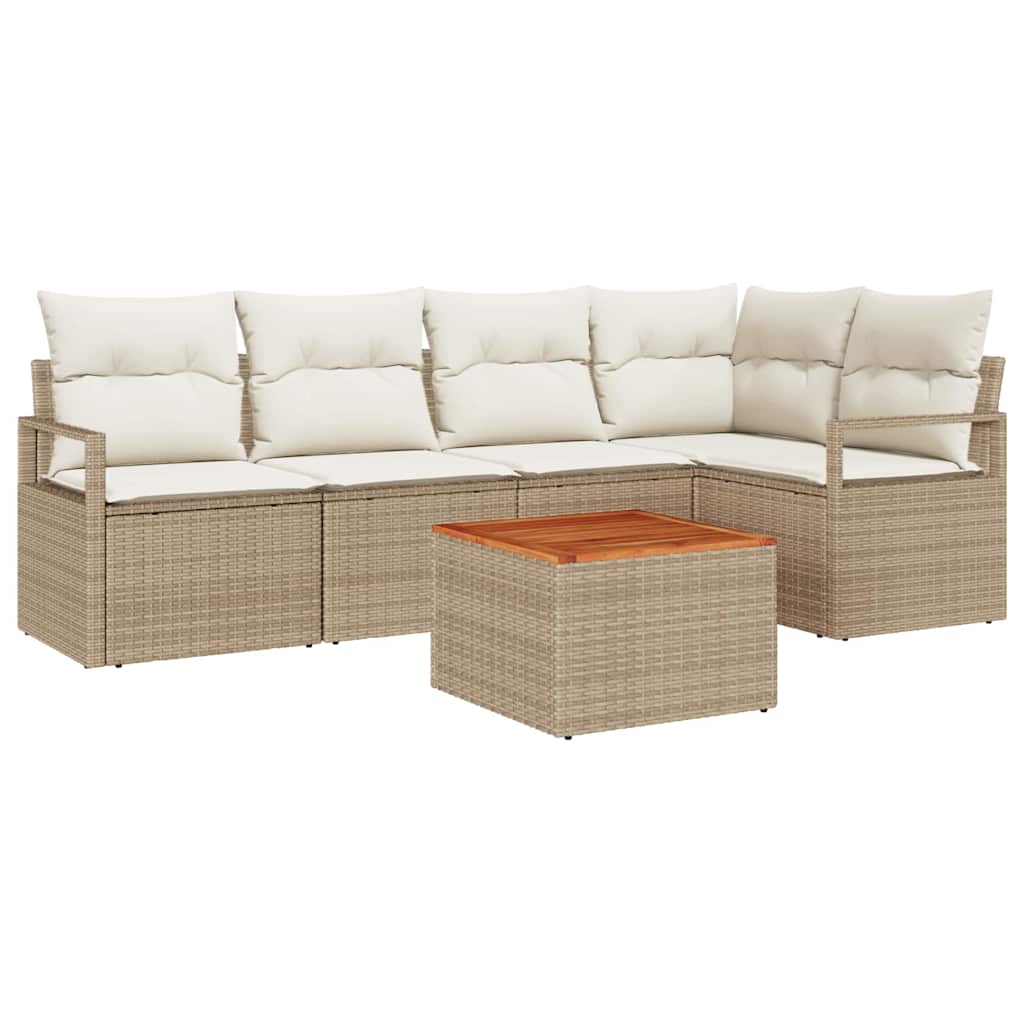 Havesofa Sæt 6 stk. Beige polyrattan