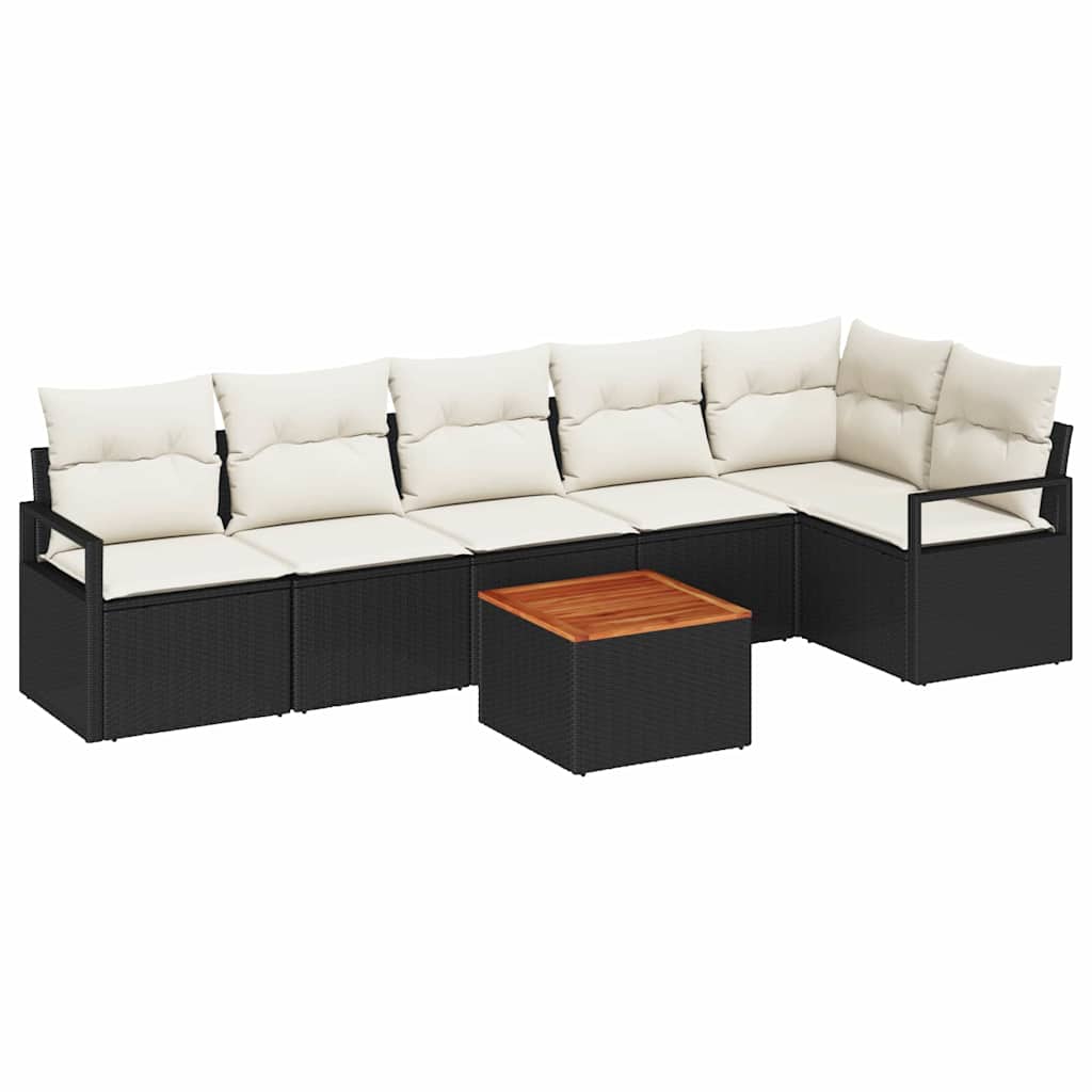 Havesofa Sæt 7 stk. Sort polyrattan