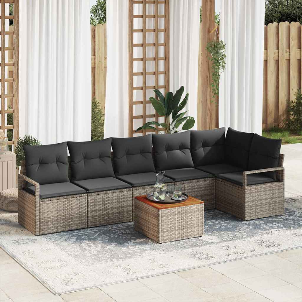 Havesofa Sæt 7 stk. Grå polyrattan