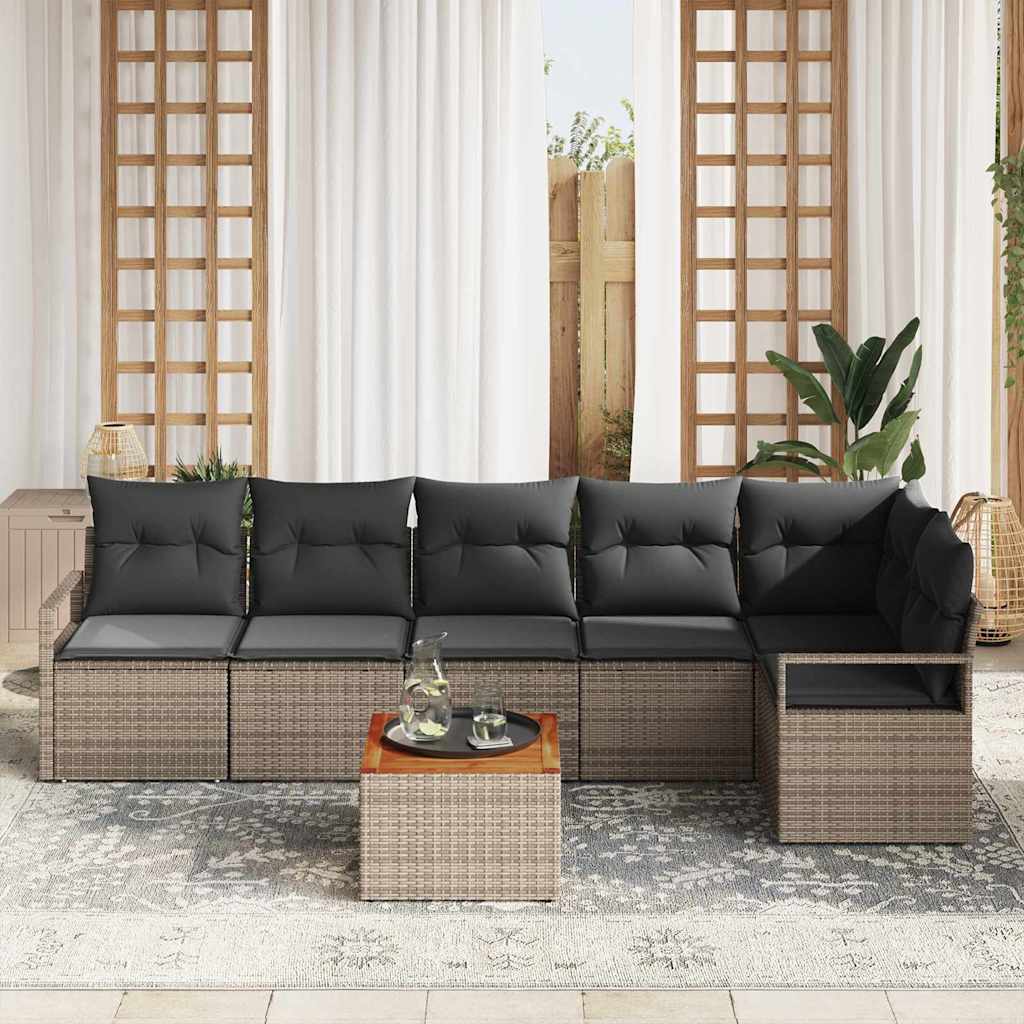 Havesofa Sæt 7 stk. Grå polyrattan