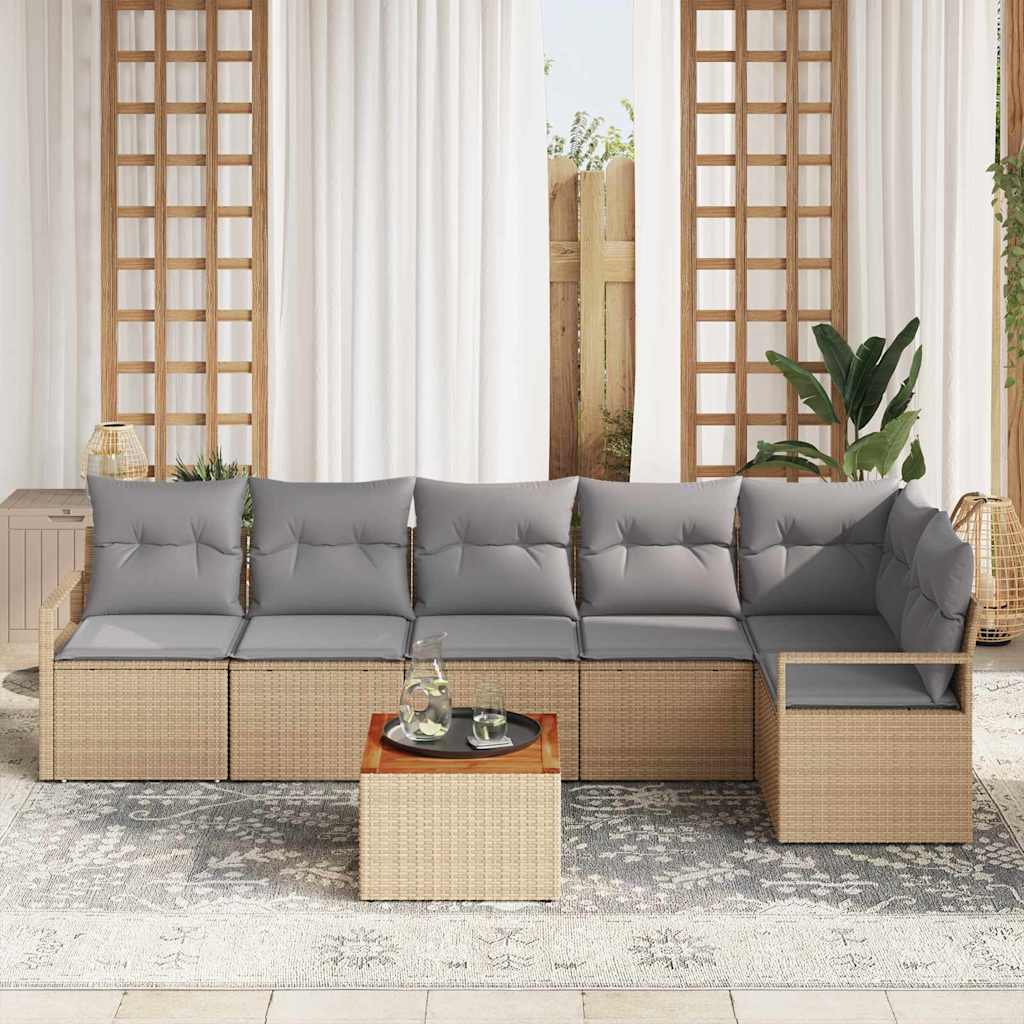 Havesofa Sæt 7 stk. Beige polyrattan