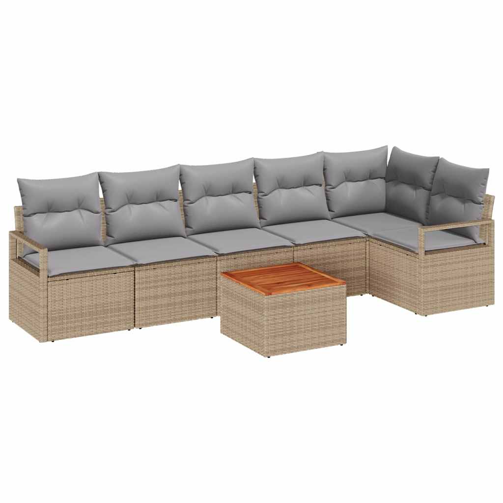 Havesofa Sæt 7 stk. Beige polyrattan