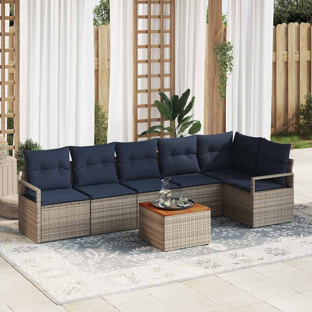 Havesofa Sæt 7 stk. Grå polyrattan
