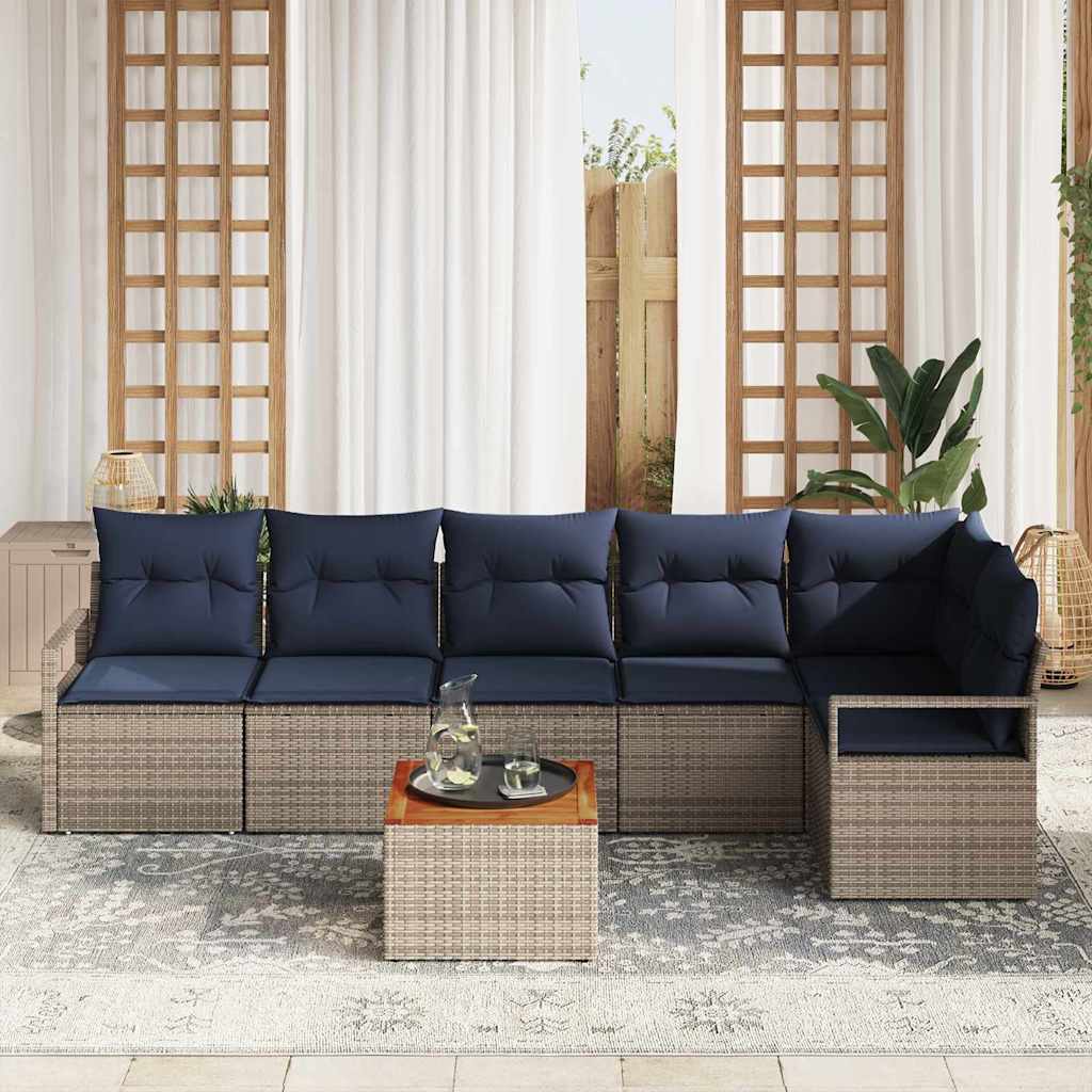 Havesofa Sæt 7 stk. Grå polyrattan