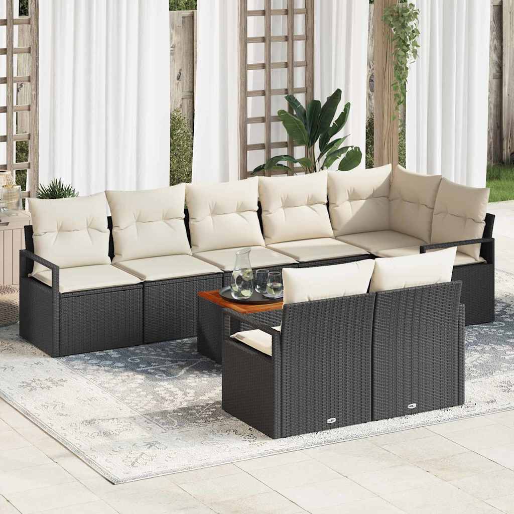 Havesofa Sæt 9 stk. Sort polyrattan