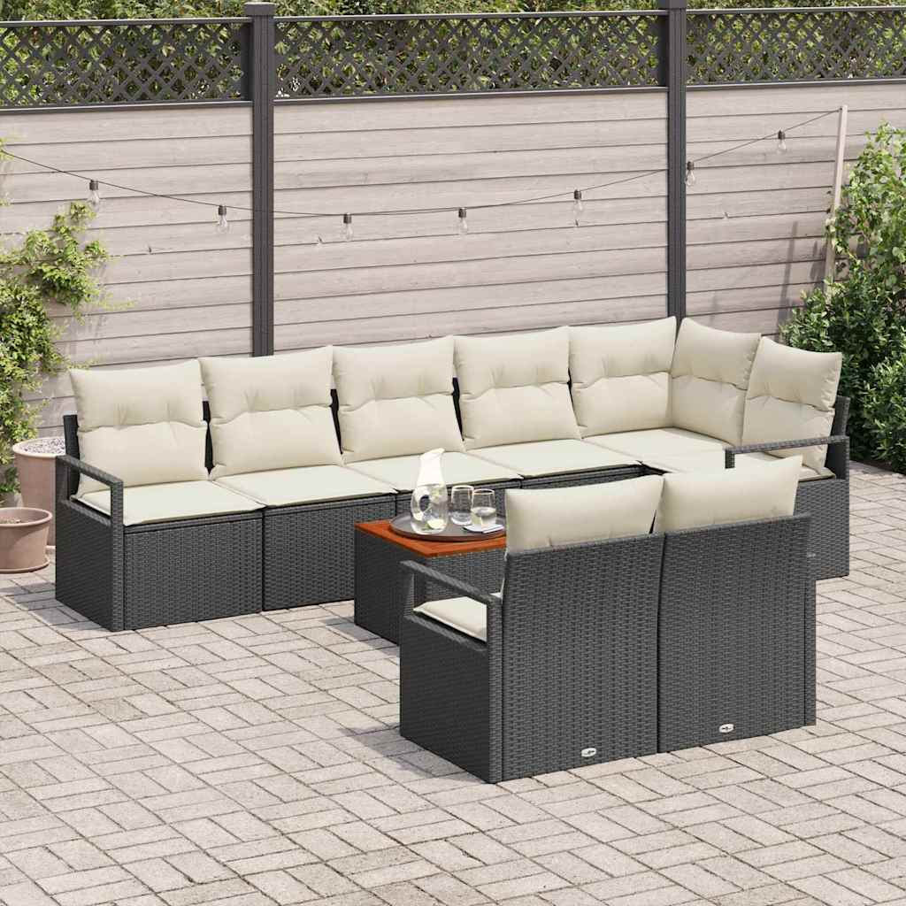 Havesofa Sæt 9 stk. Sort polyrattan