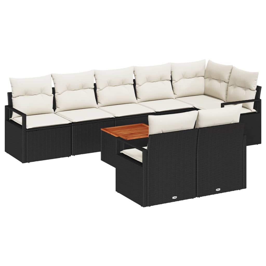 Havesofa Sæt 9 stk. Sort polyrattan