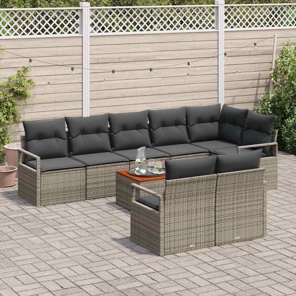 Havesofa Sæt 9 stk. Grå polyrattan