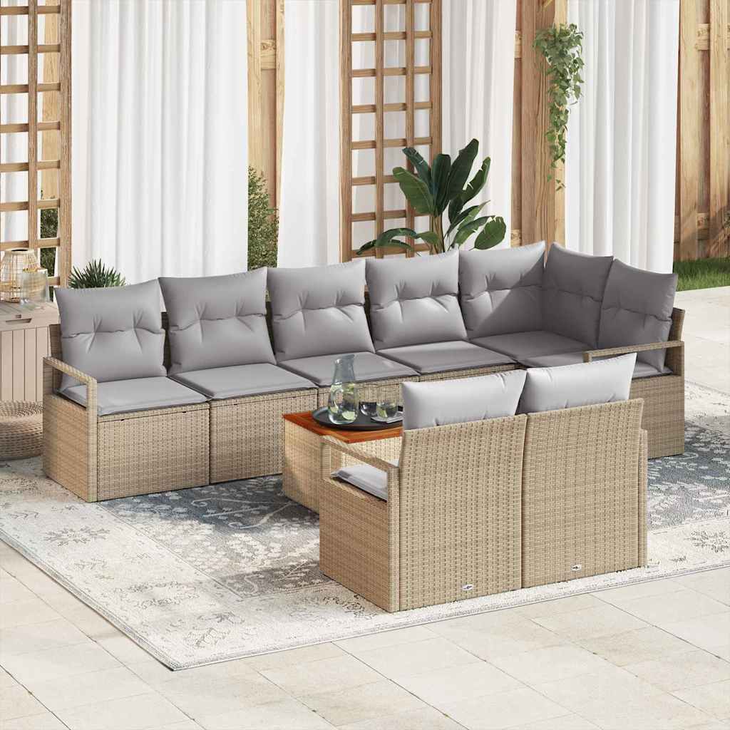 Havesofa Sæt 9 stk. Beige polyrattan