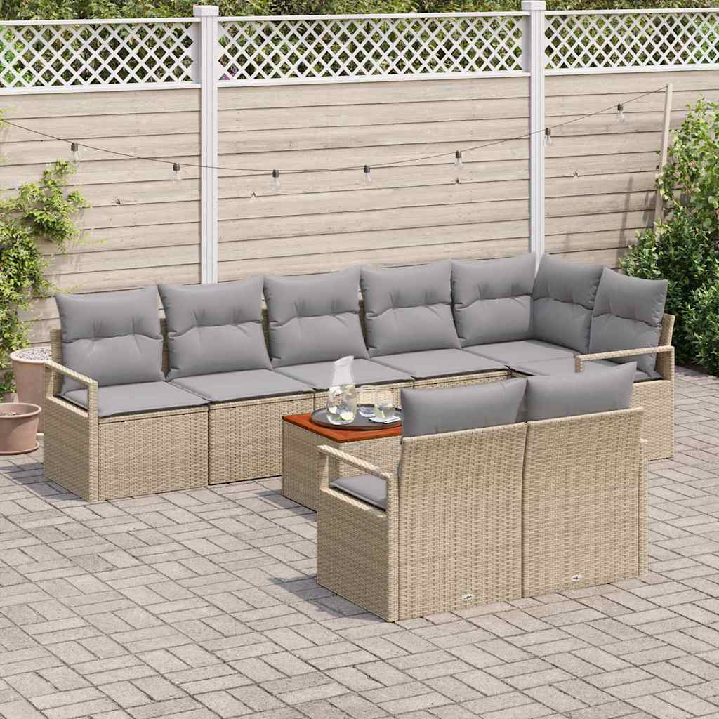 Havesofa Sæt 9 stk. Beige polyrattan