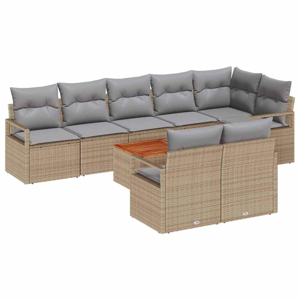Havesofa Sæt 9 stk. Beige polyrattan