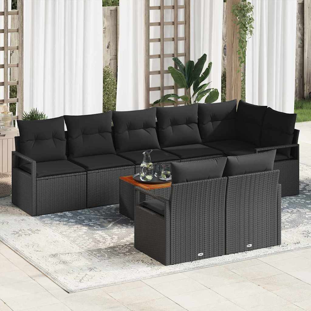 Havesofa Sæt 9 stk. Sort polyrattan