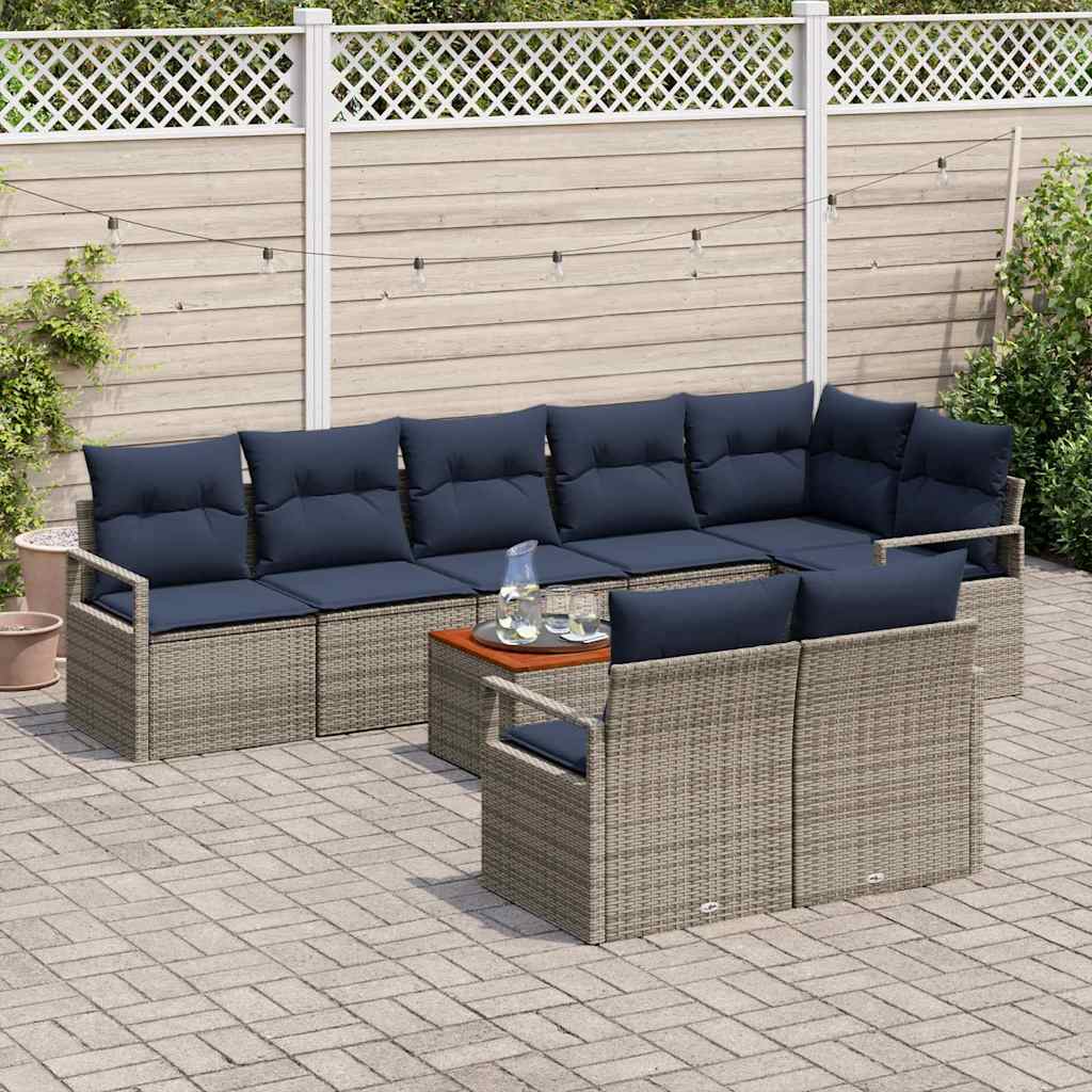 Havesofa Sæt 9 stk. Grå polyrattan