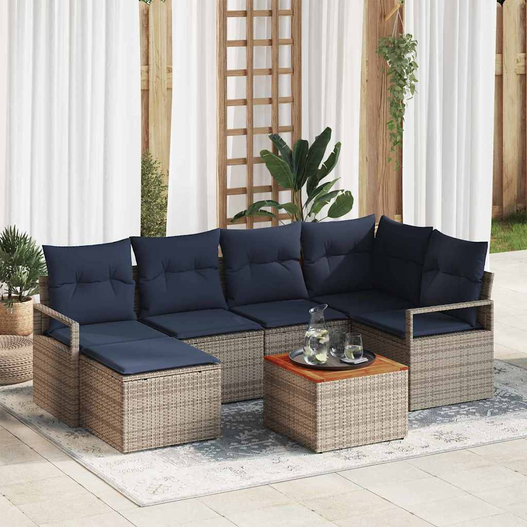 Havesofa Sæt 7 stk. Grå polyrattan