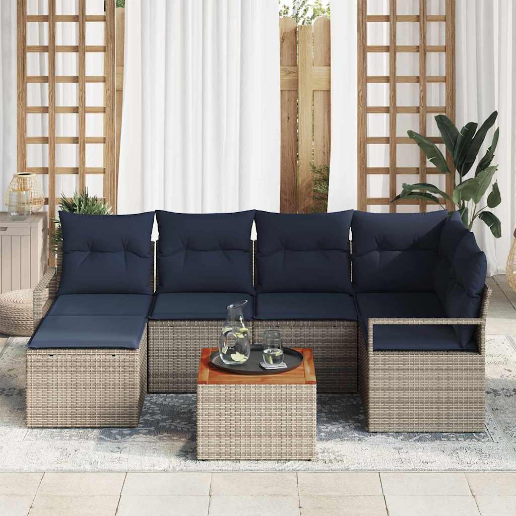 Havesofa Sæt 7 stk. Grå polyrattan
