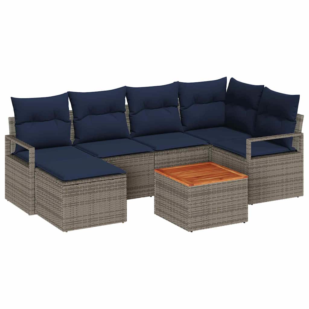 Havesofa Sæt 7 stk. Grå polyrattan