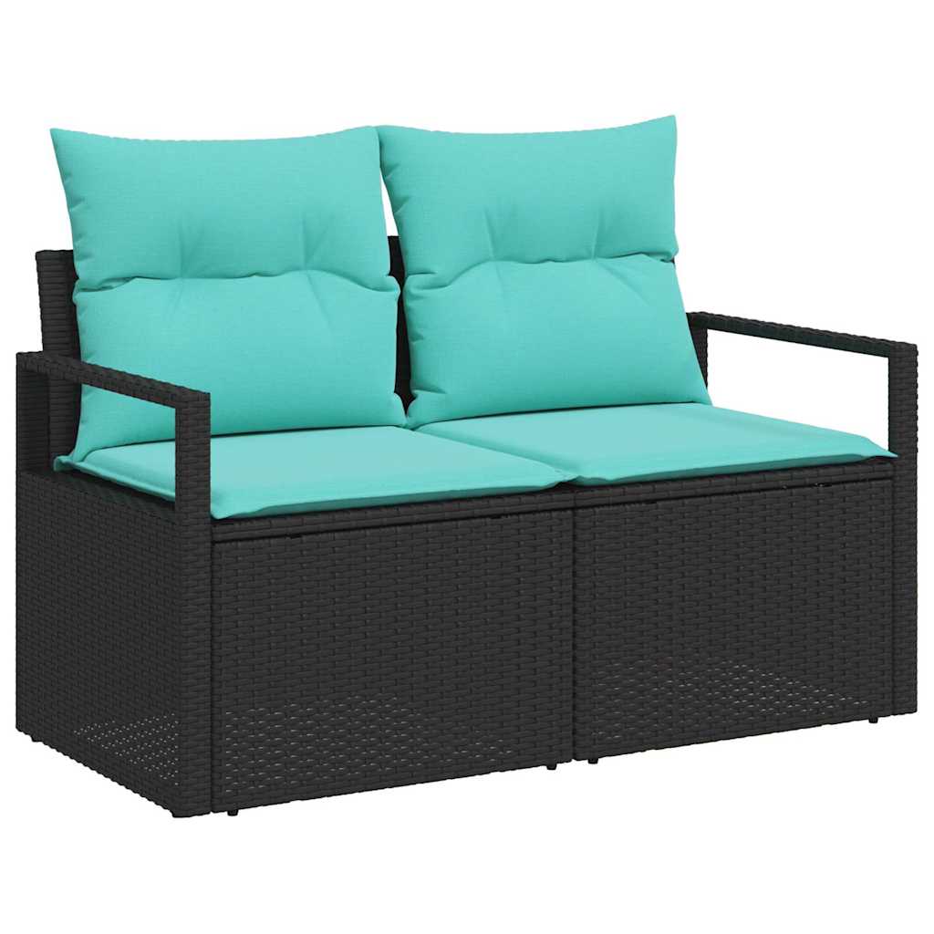 Havesofa Sæt 7 stk. Sort polyrattan