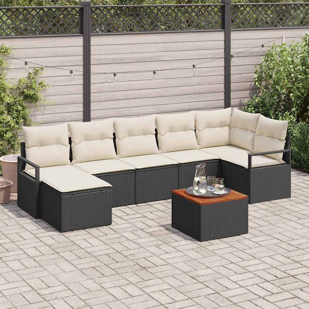 Havesofa Sæt 8 stk. Sort polyrattan