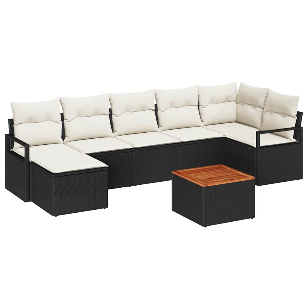 Havesofa Sæt 8 stk. Sort polyrattan