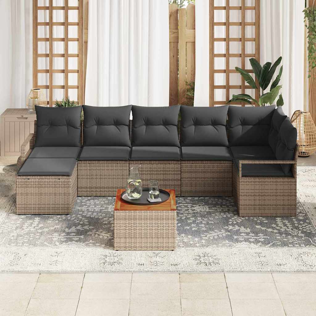 Havesofa Sæt 8 stk. Grå polyrattan
