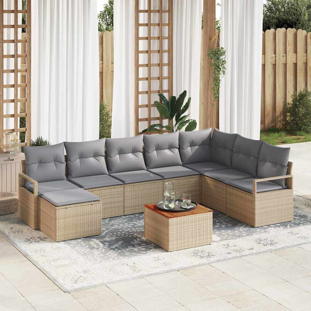 Havesofa Sæt 8 stk. Beige polyrattan