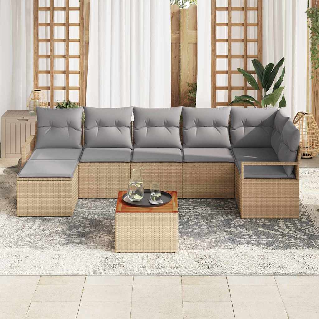 Havesofa Sæt 8 stk. Beige polyrattan