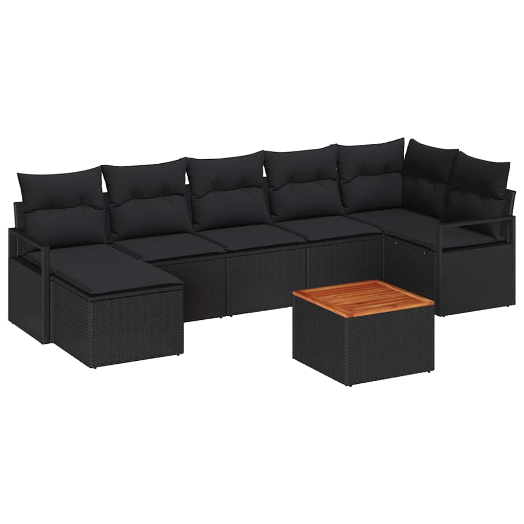 Havesofa Sæt 8 stk. Sort polyrattan