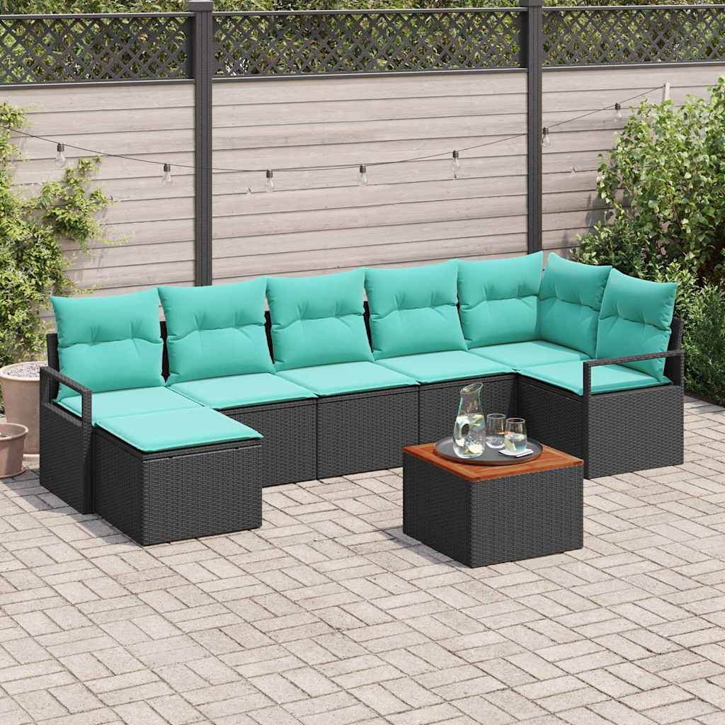 Havesofa Sæt 8 stk. Sort polyrattan
