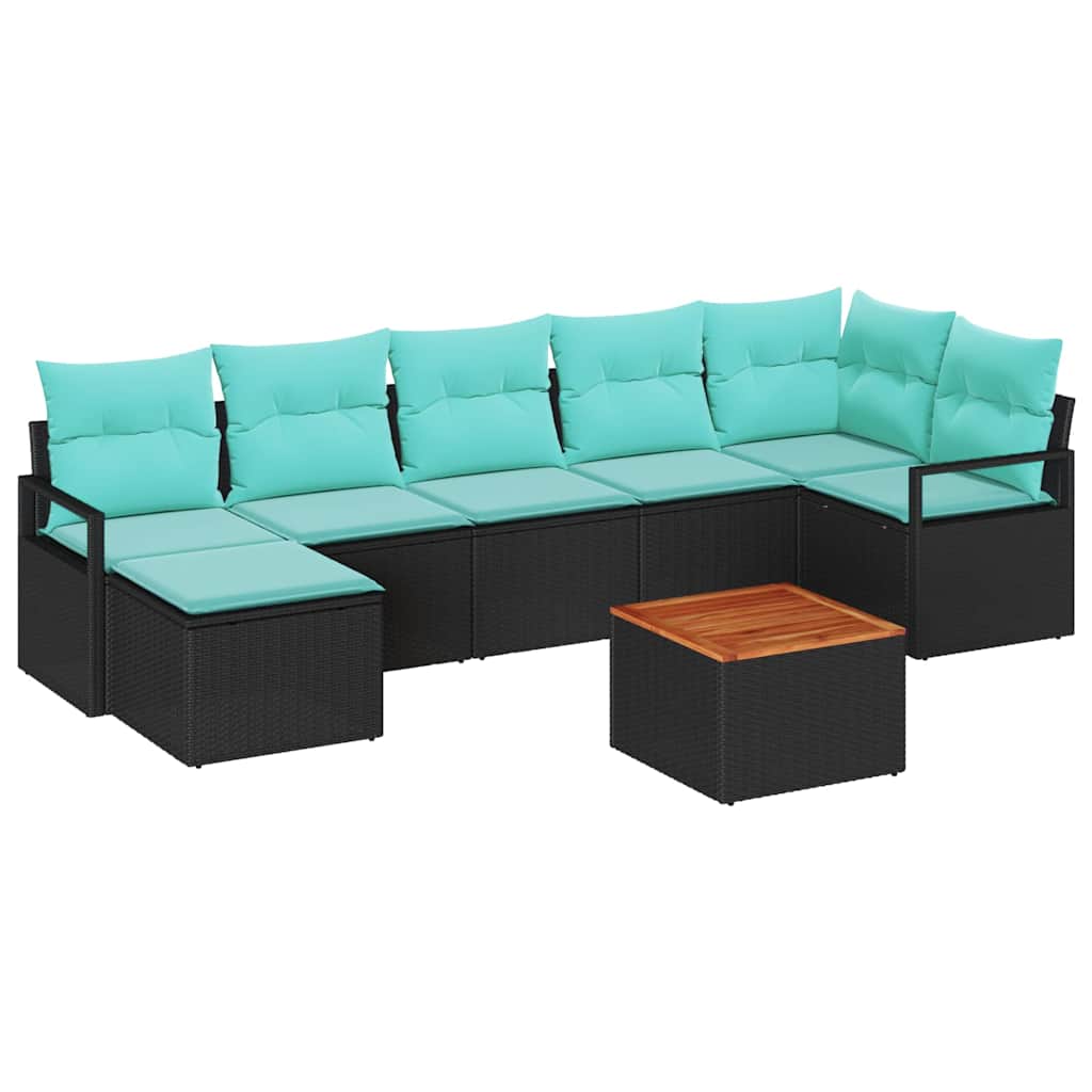 Havesofa Sæt 8 stk. Sort polyrattan