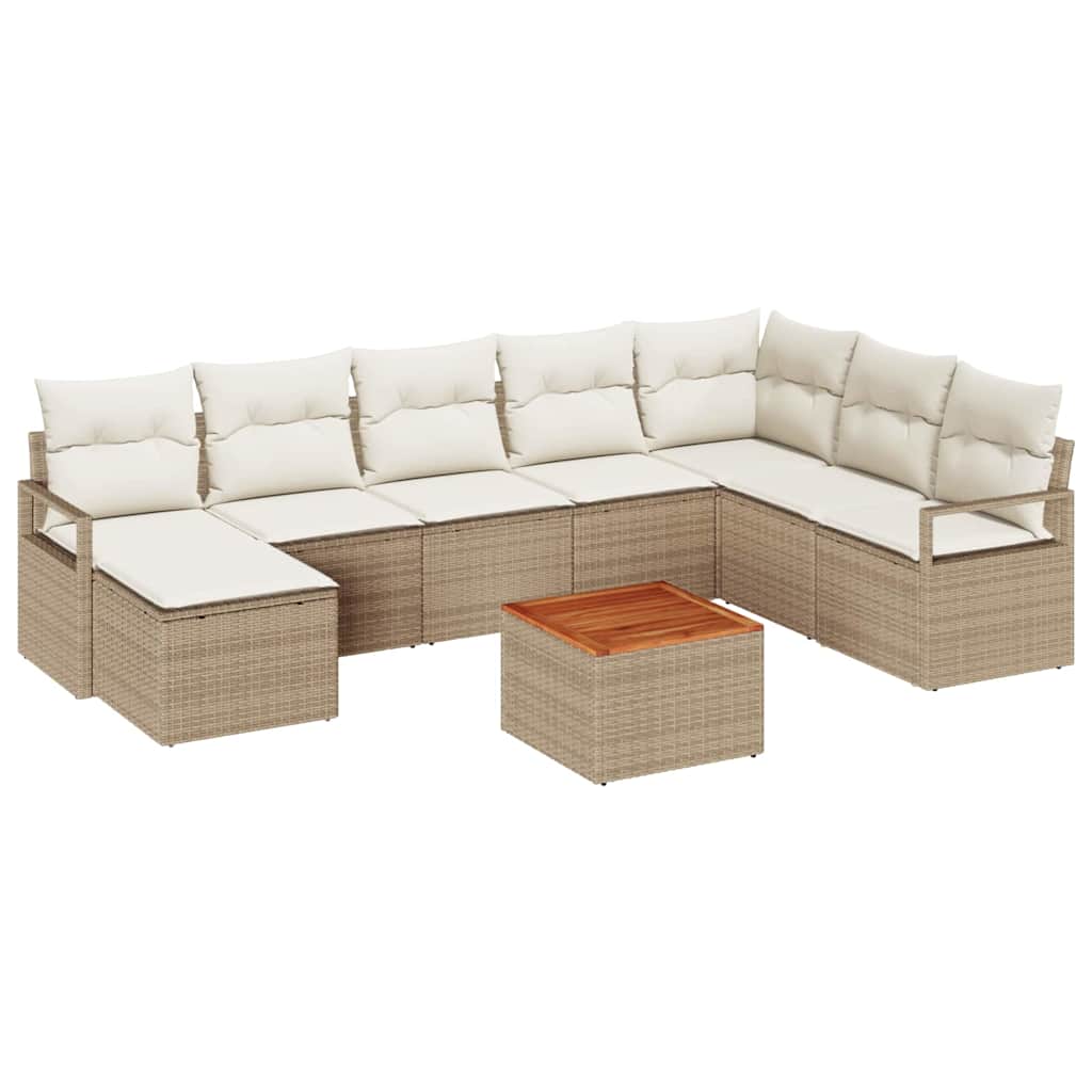 Havesofa Sæt 9 stk. Beige polyrattan