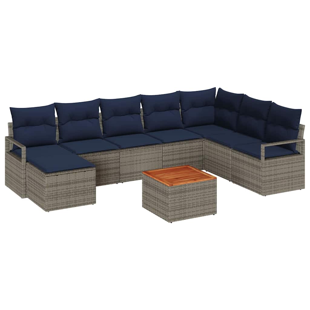 Havesofa Sæt 9 stk. Grå polyrattan