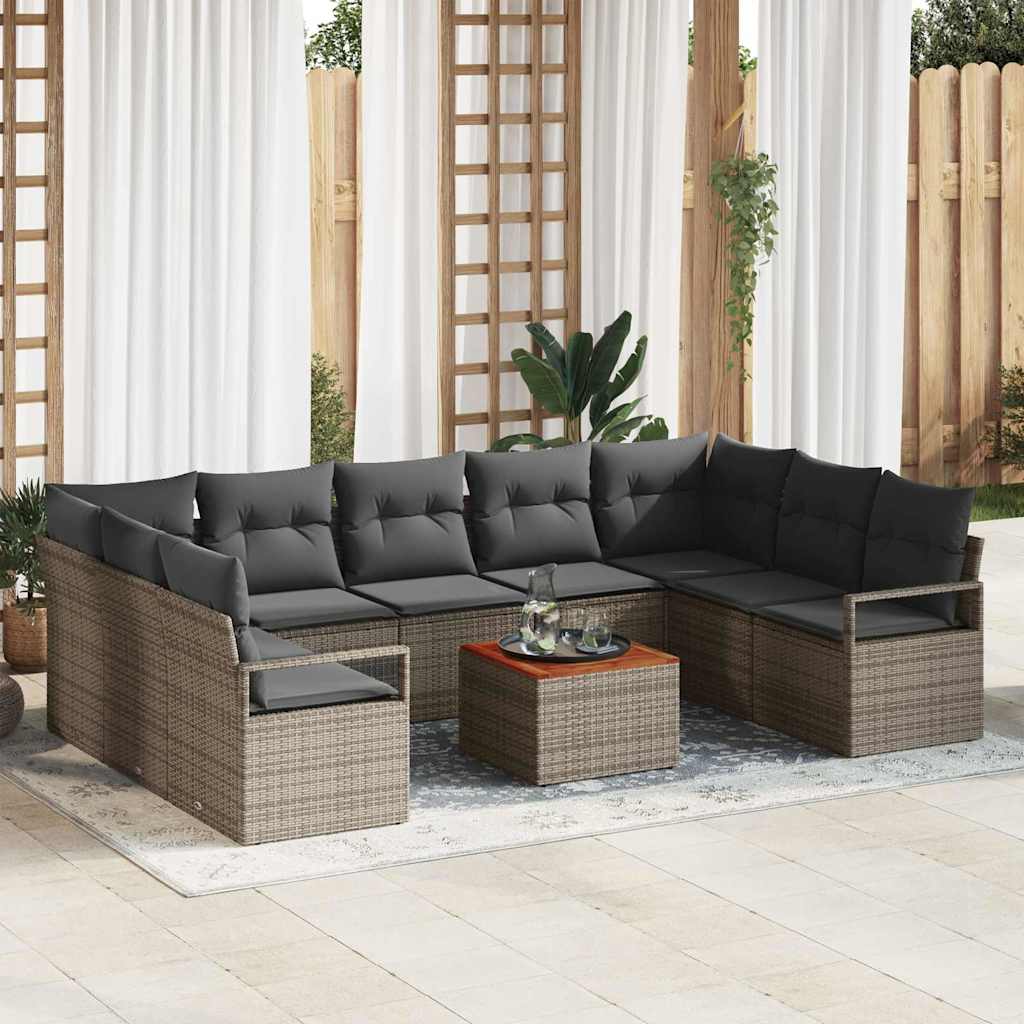Havesofa Sæt 10 stk. Grå polyrattan