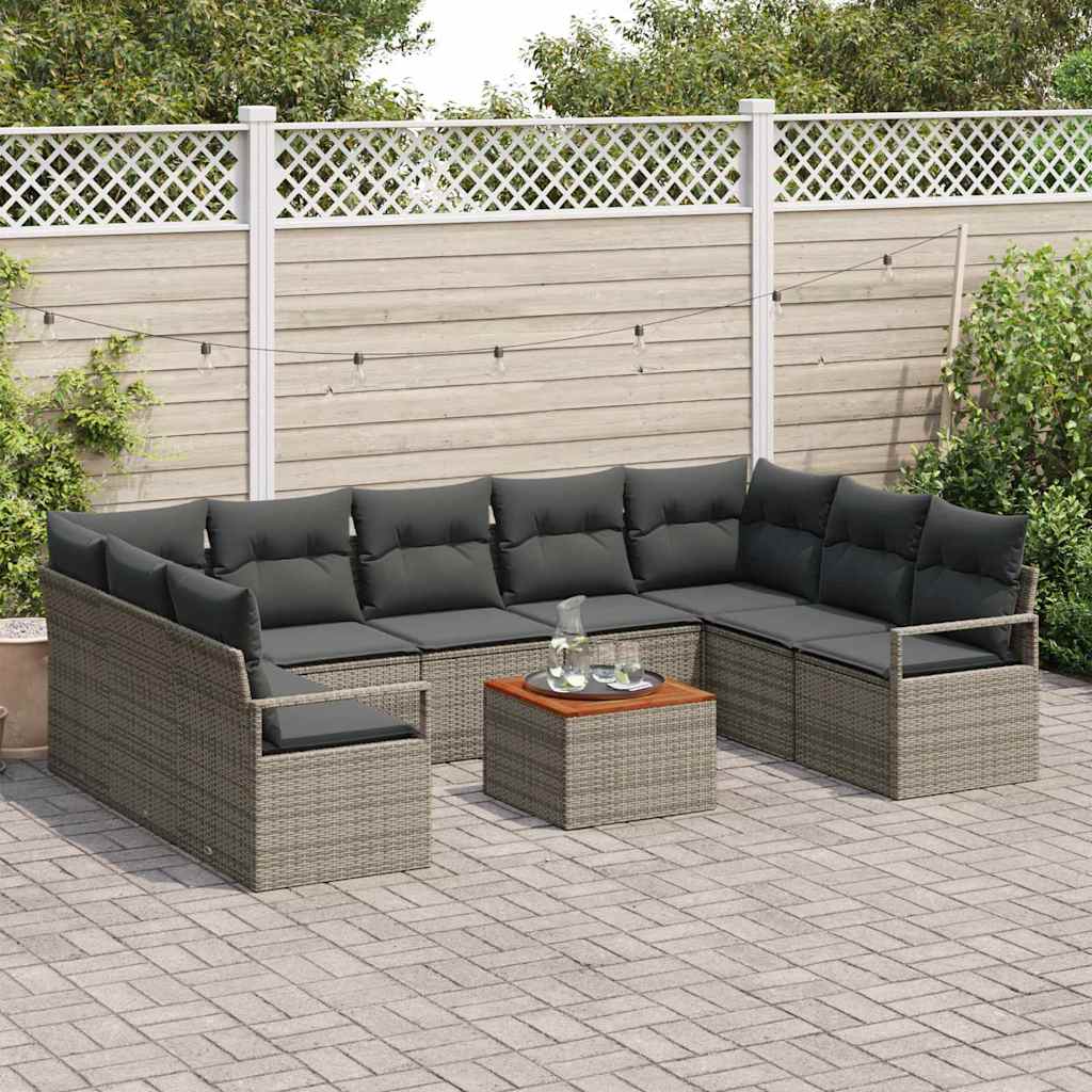 Havesofa Sæt 10 stk. Grå polyrattan