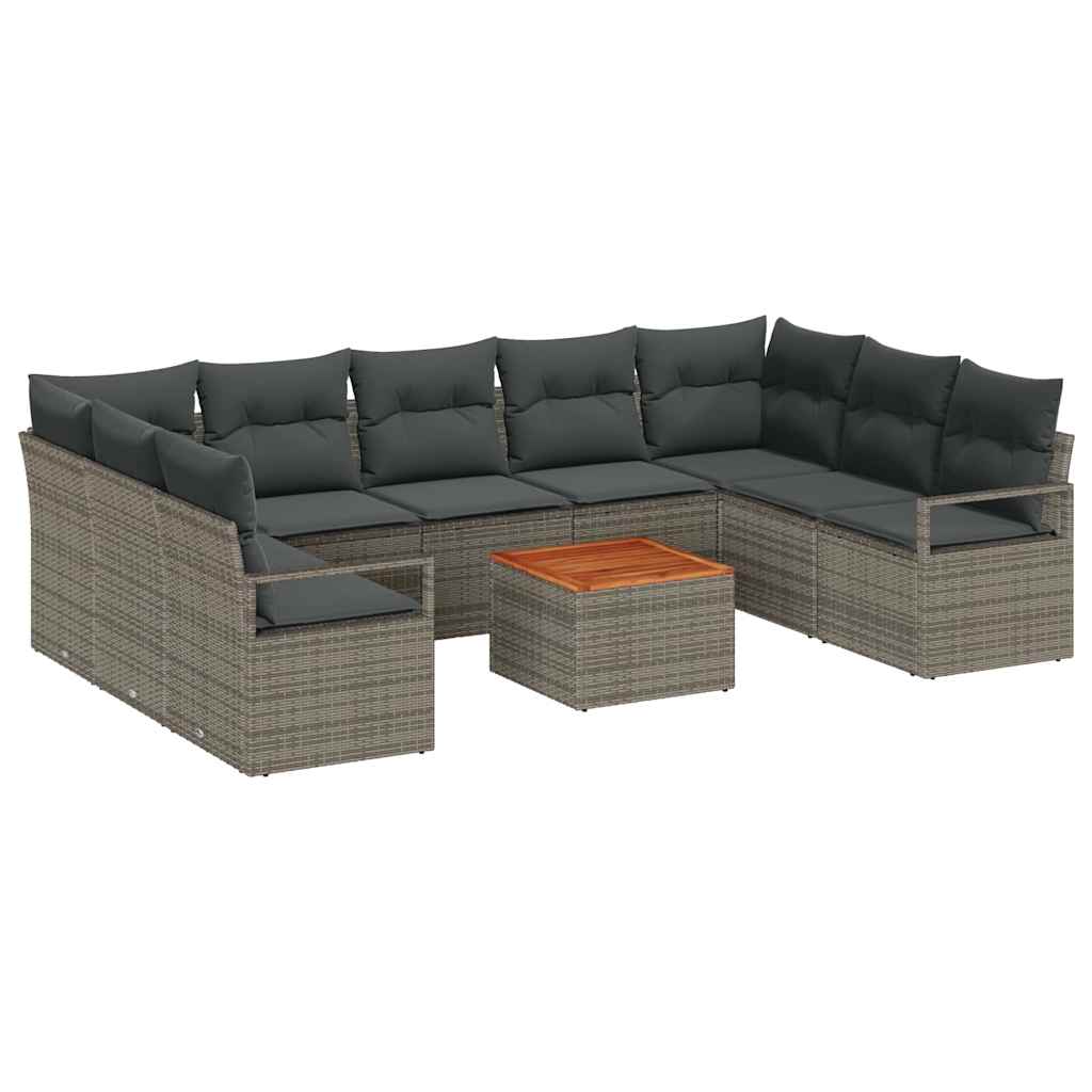 Havesofa Sæt 10 stk. Grå polyrattan