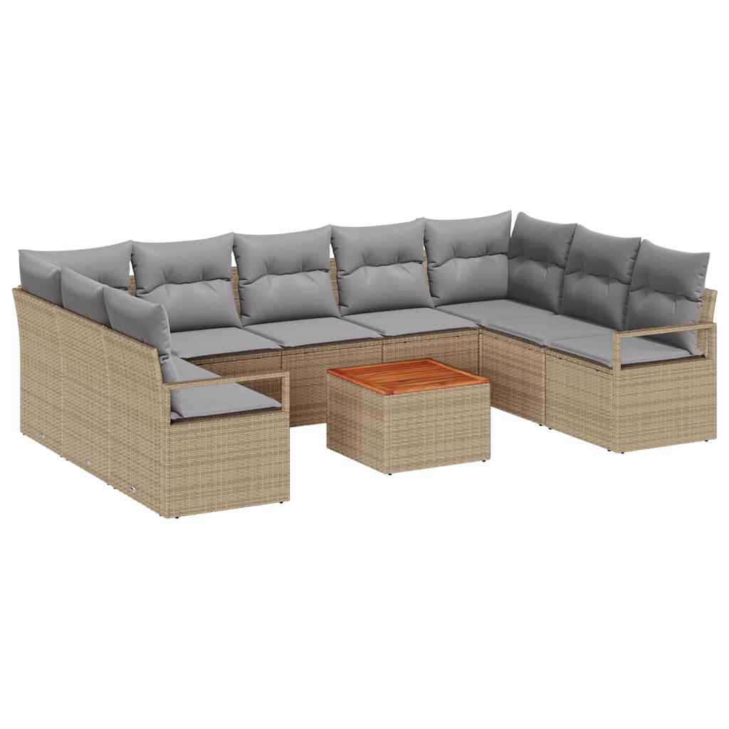 Havesofa Sæt 10 stk. Beige polyrattan