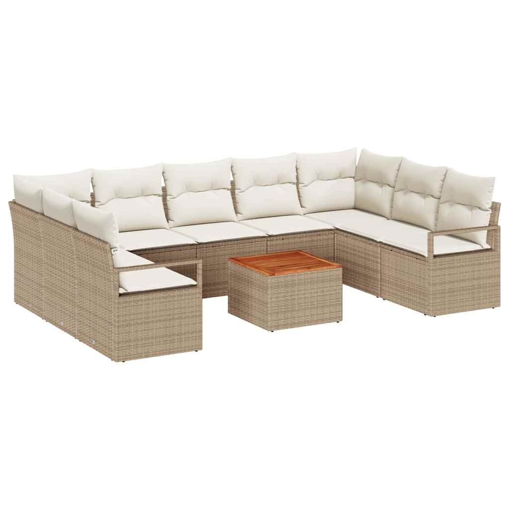 Havesofa Sæt 10 stk. Beige polyrattan