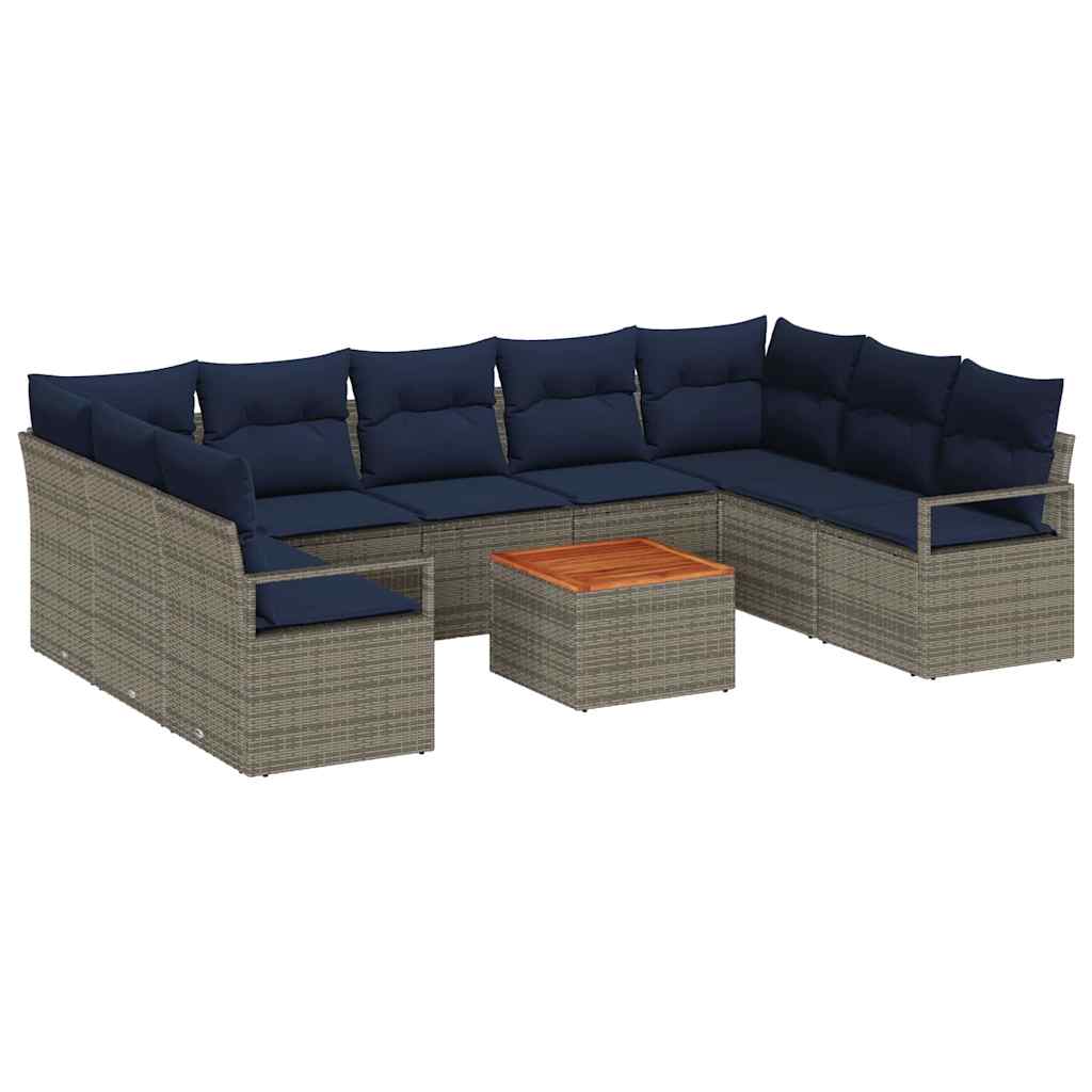 Havesofa Sæt 10 stk. Grå polyrattan