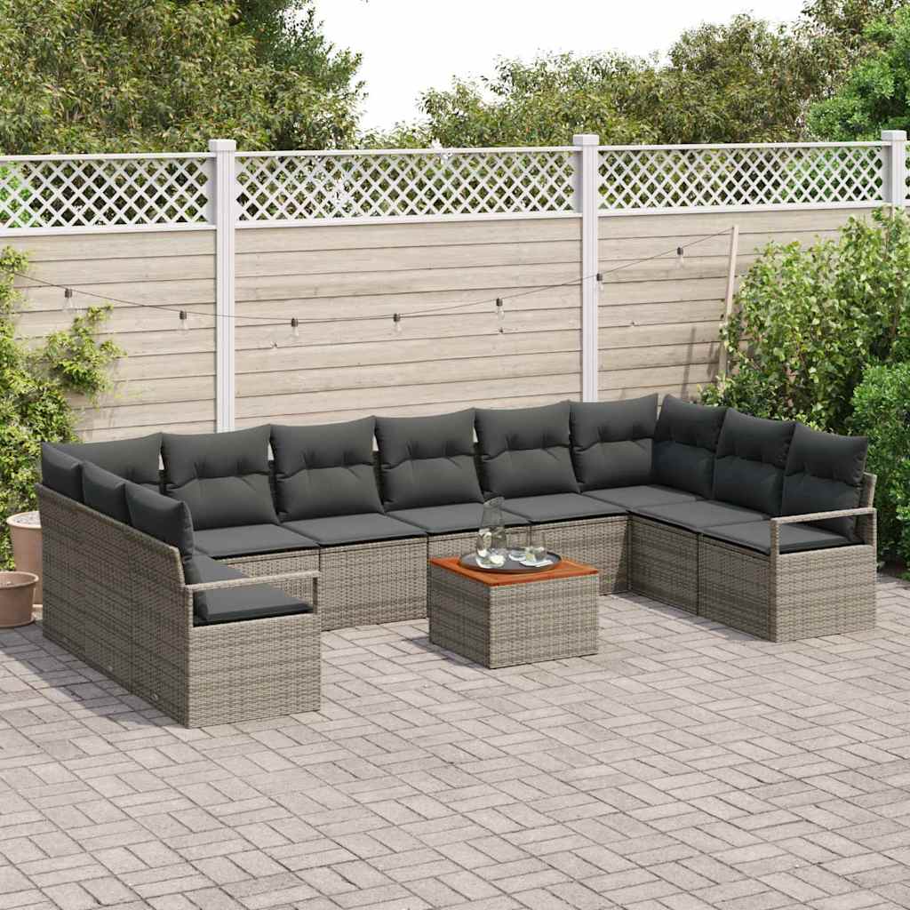 Havesofa Sæt 11 stk. Grå polyrattan