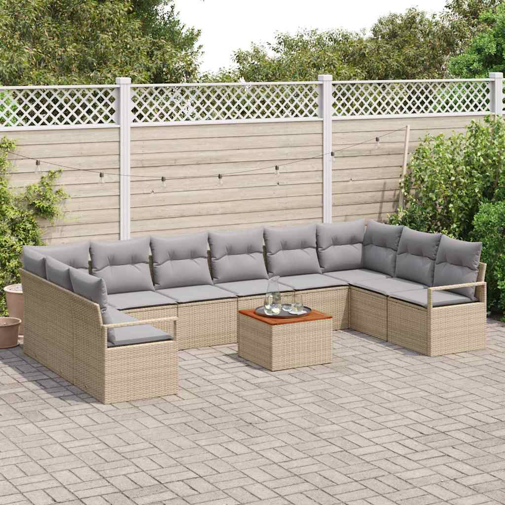 Havesofa Sæt 11 stk. Beige polyrattan