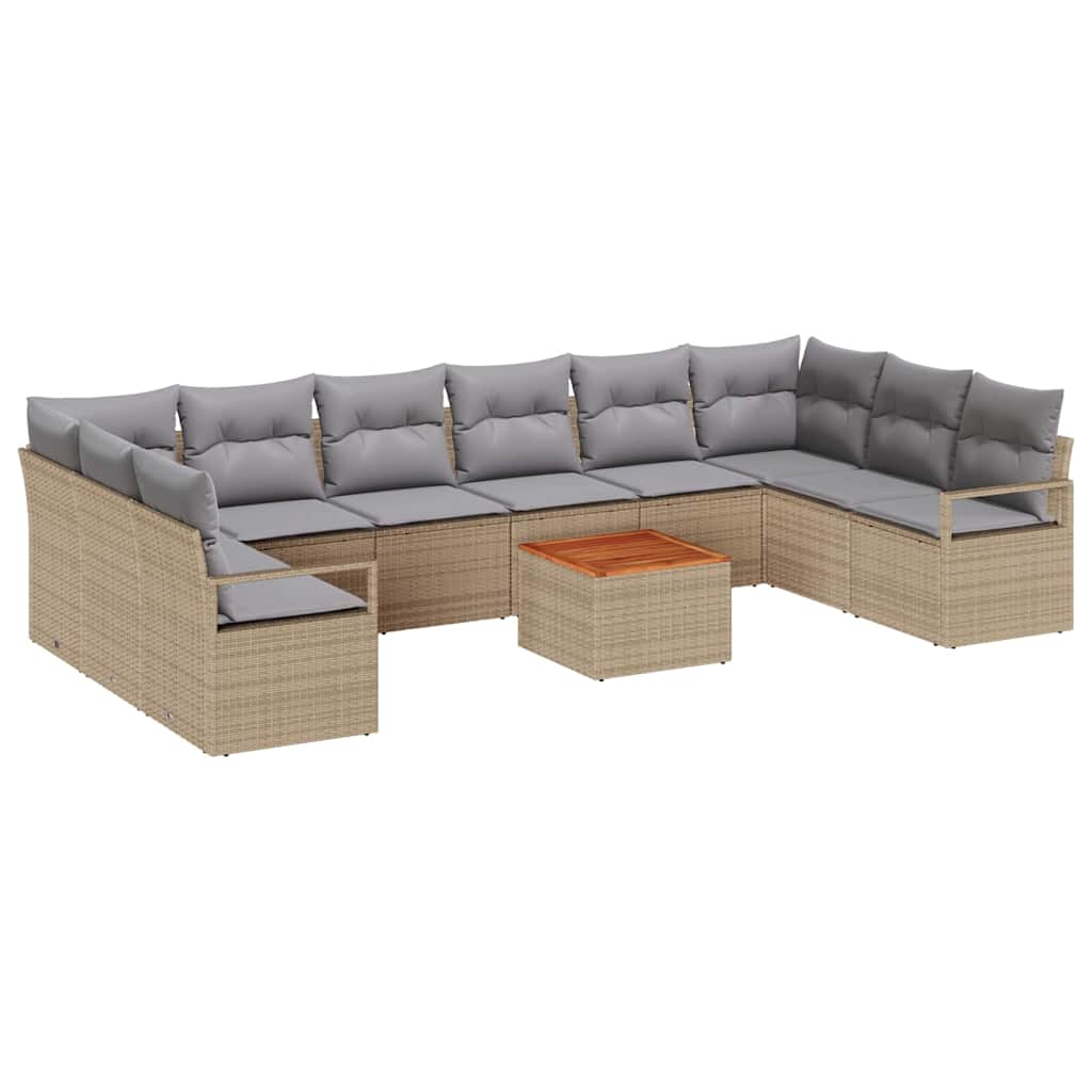 Havesofa Sæt 11 stk. Beige polyrattan