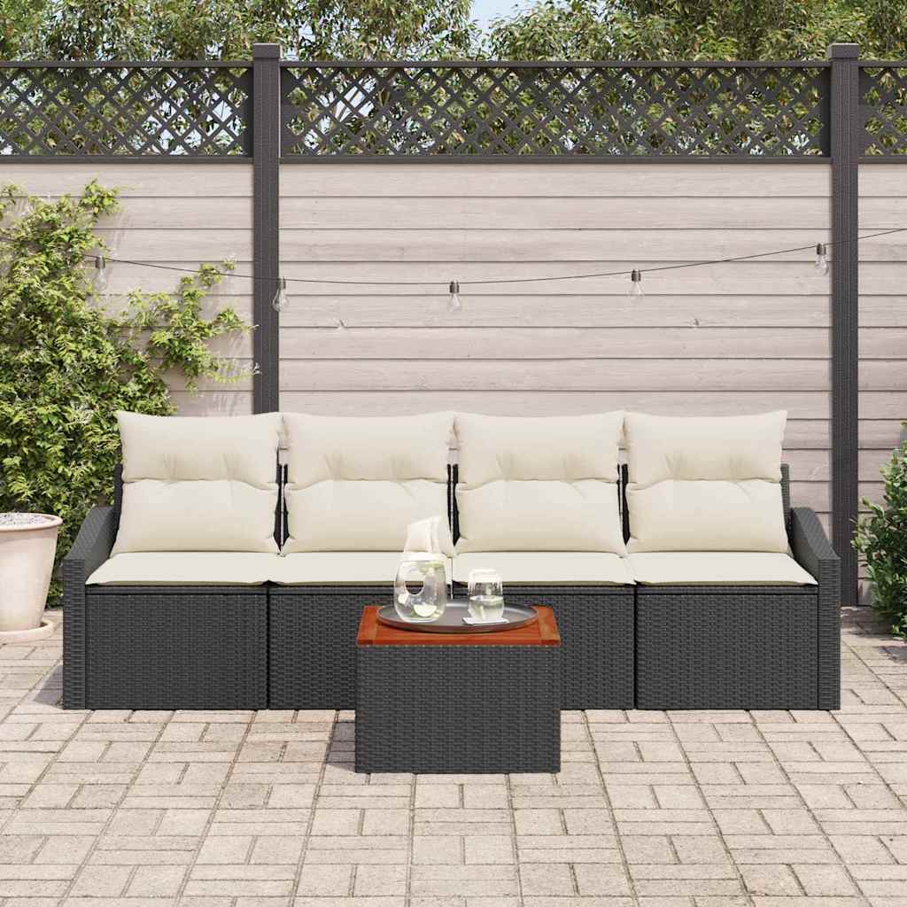 Havesofa Sæt 5 stk. Sort polyrattan