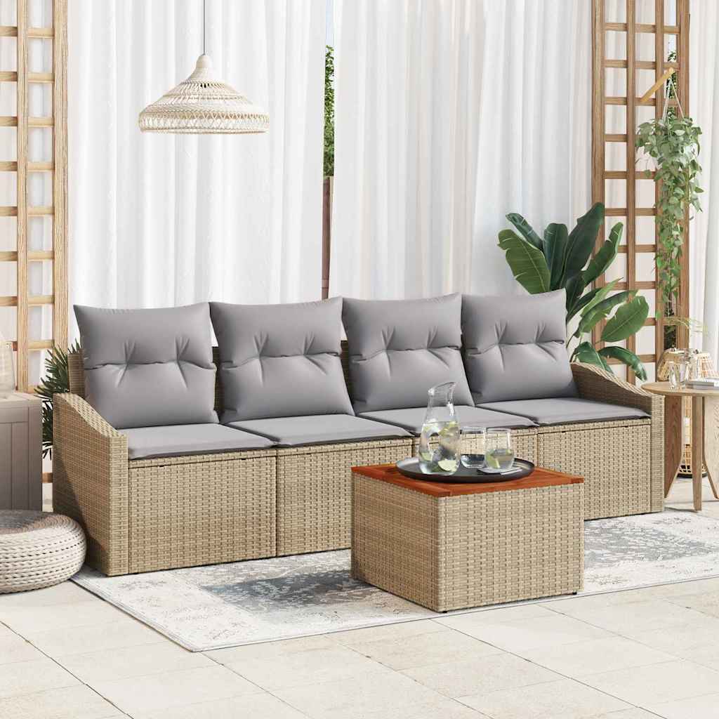 Havesofa Sæt 5 stk. Beige polyrattan