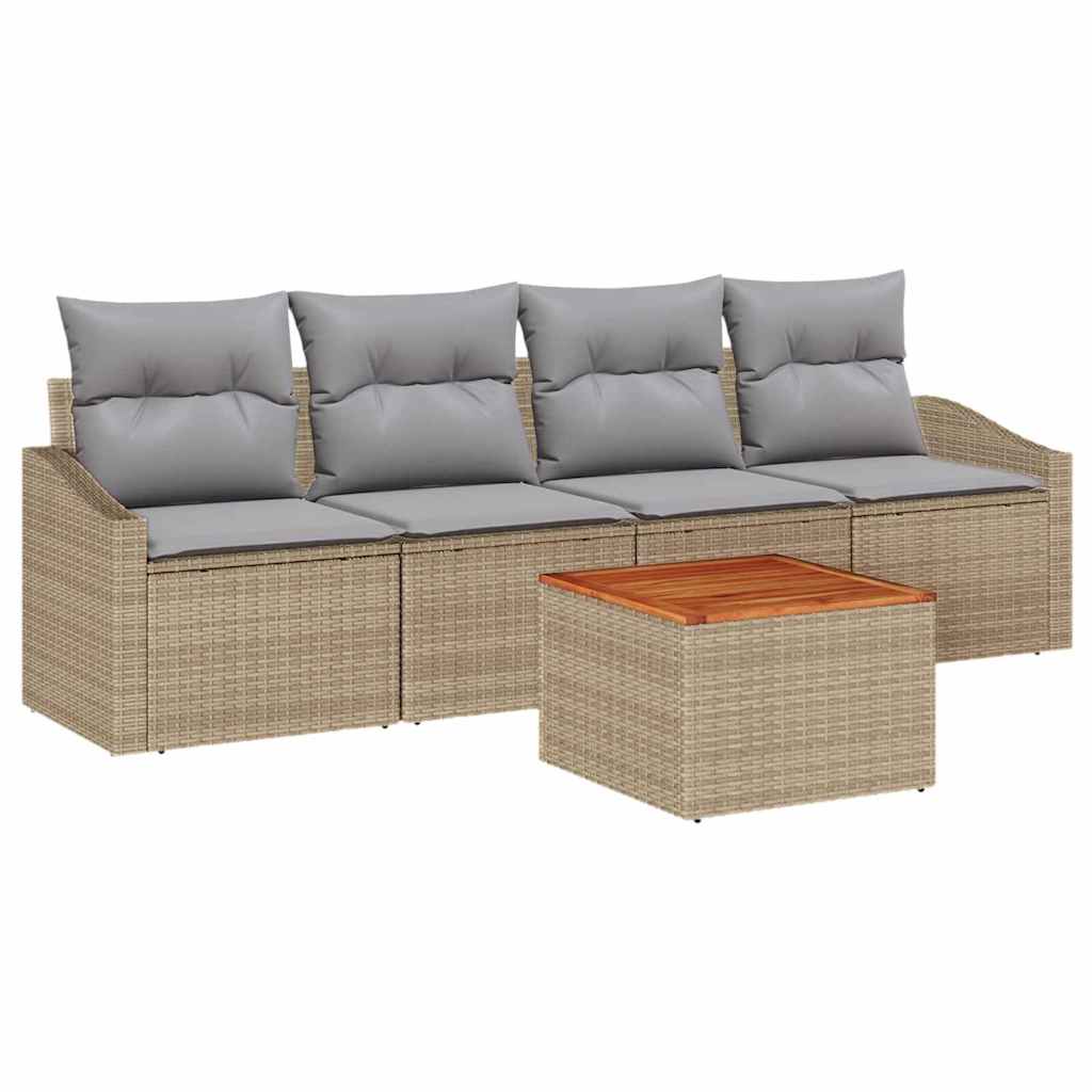 Havesofa Sæt 5 stk. Beige polyrattan