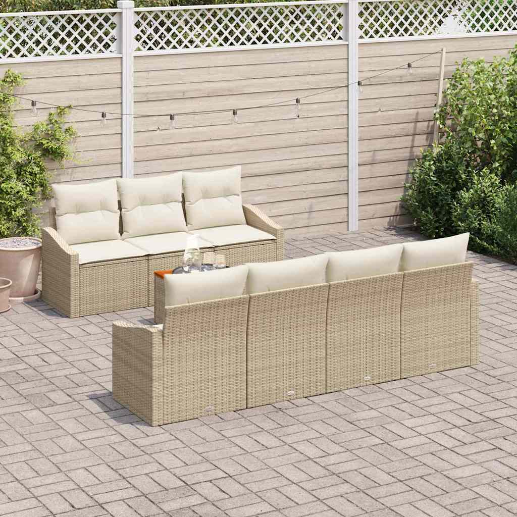 Havesofa Sæt 8 stk. Beige polyrattan