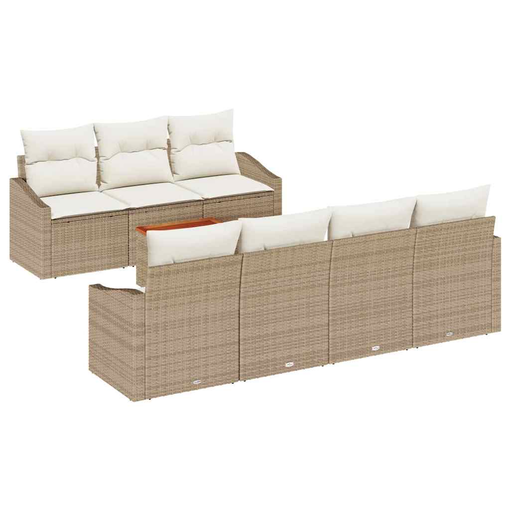 Havesofa Sæt 8 stk. Beige polyrattan