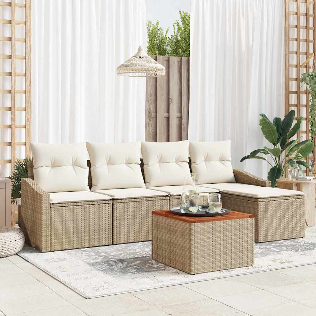 Havesofa Sæt 6 stk. Beige polyrattan