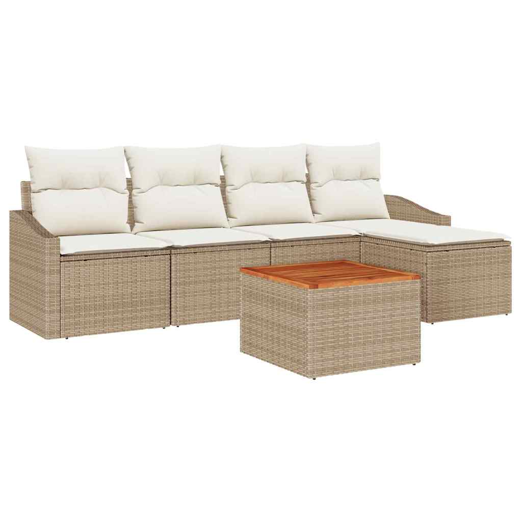 Havesofa Sæt 6 stk. Beige polyrattan