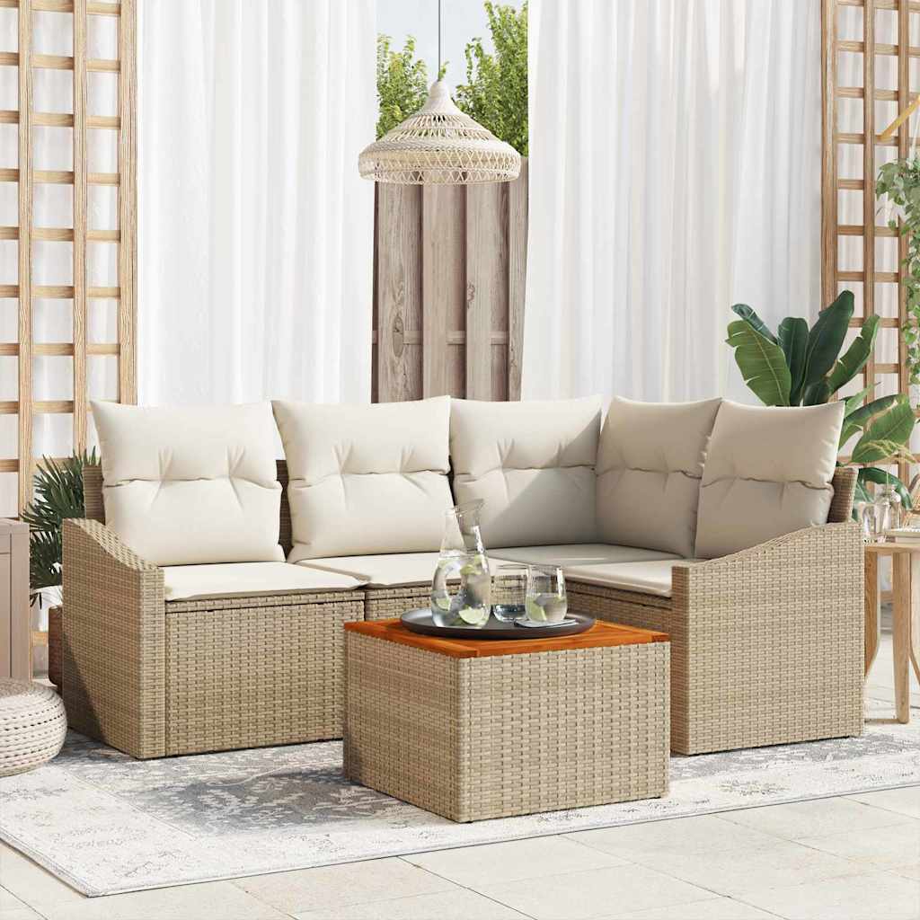 Havesofa Sæt 5 stk. Beige polyrattan