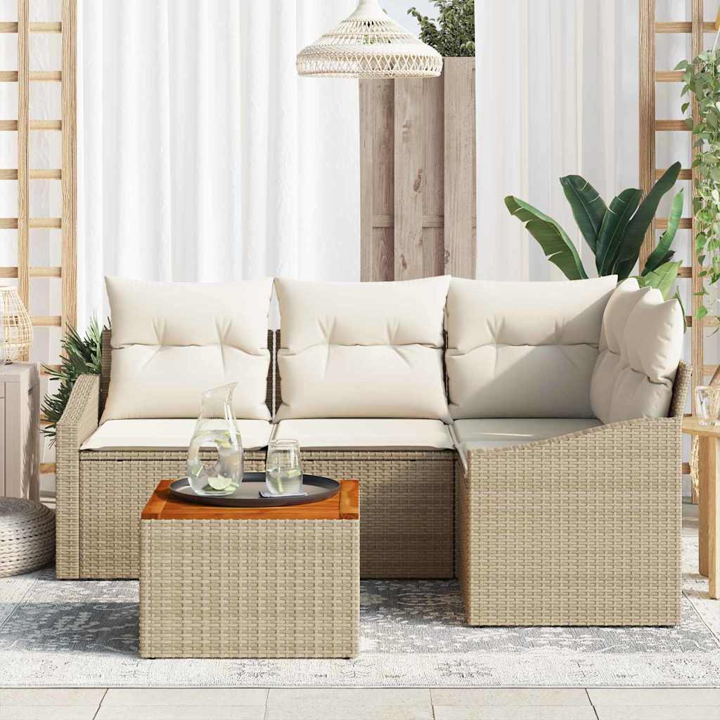 Havesofa Sæt 5 stk. Beige polyrattan